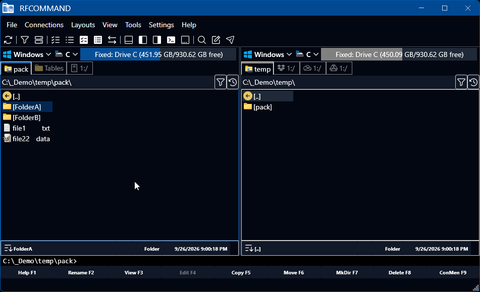 Drag and drop between the two panels, or in and out of Explorer.