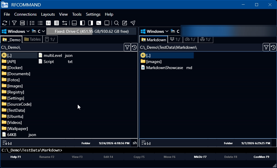 Your cloud drive sits in a panel like any other folder.