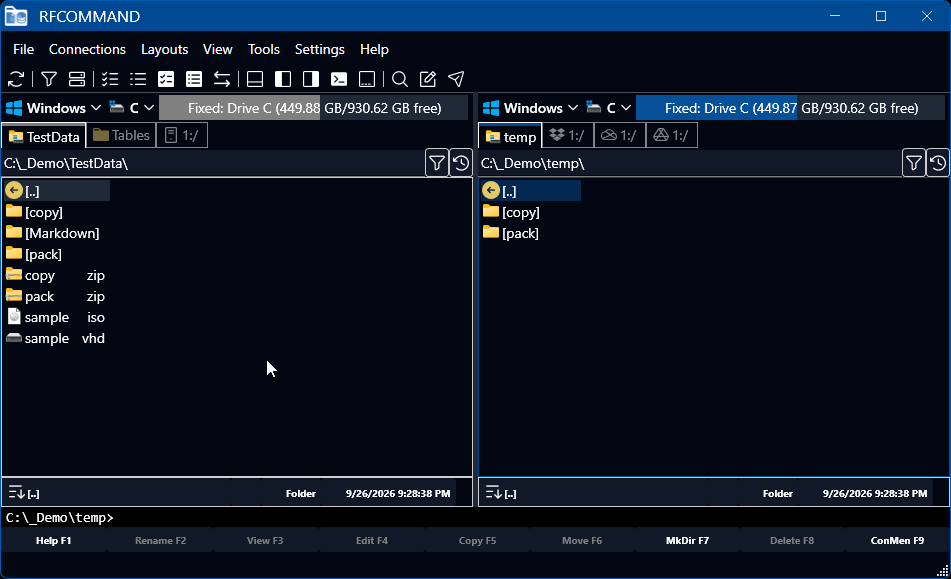 Compare Directories selects everything that differs between the two sides.